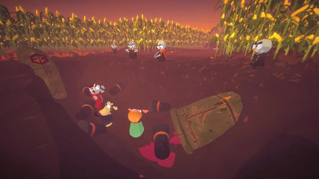 Official Gamble With Your Friends multiplayer screenshot showing a team in a dangerous run environment