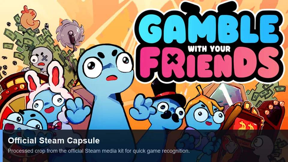 Processed official Steam capsule image for Gamble With Your Friends