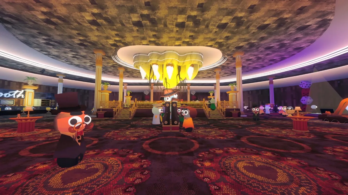 Official Gamble With Your Friends casino floor showing tables and cooperative play space